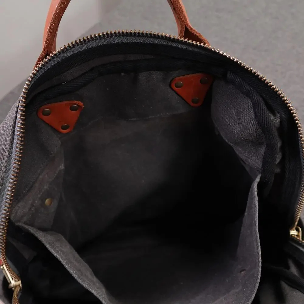 Winter Session Garrison Bag Waxed Canvas Mens Gray Briefcase Leather Strap